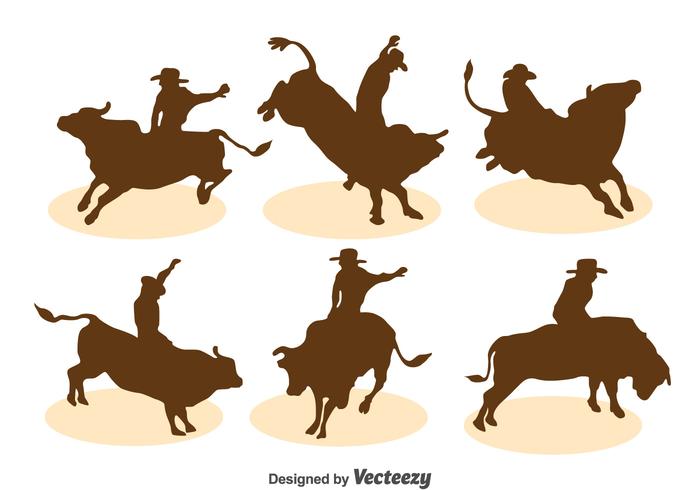 Bull rider silhouet vector set