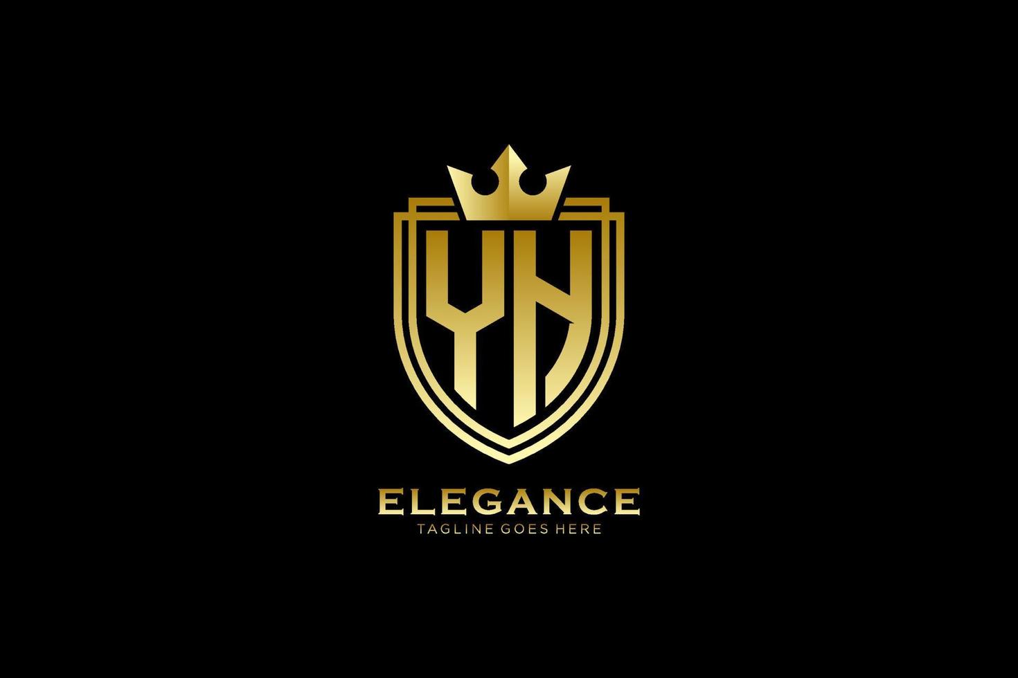 eerste ja elegant luxe monogram logo of insigne sjabloon met scrollt en Koninklijk kroon - perfect voor luxueus branding projecten vector