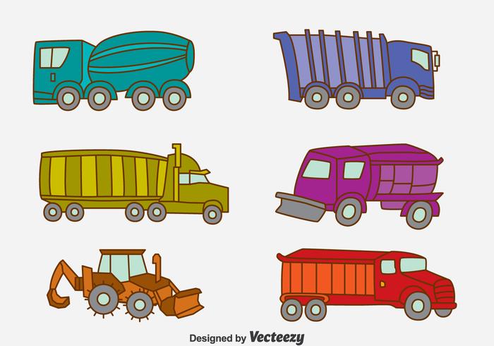 Hand Getrokken Truck Collection Vector