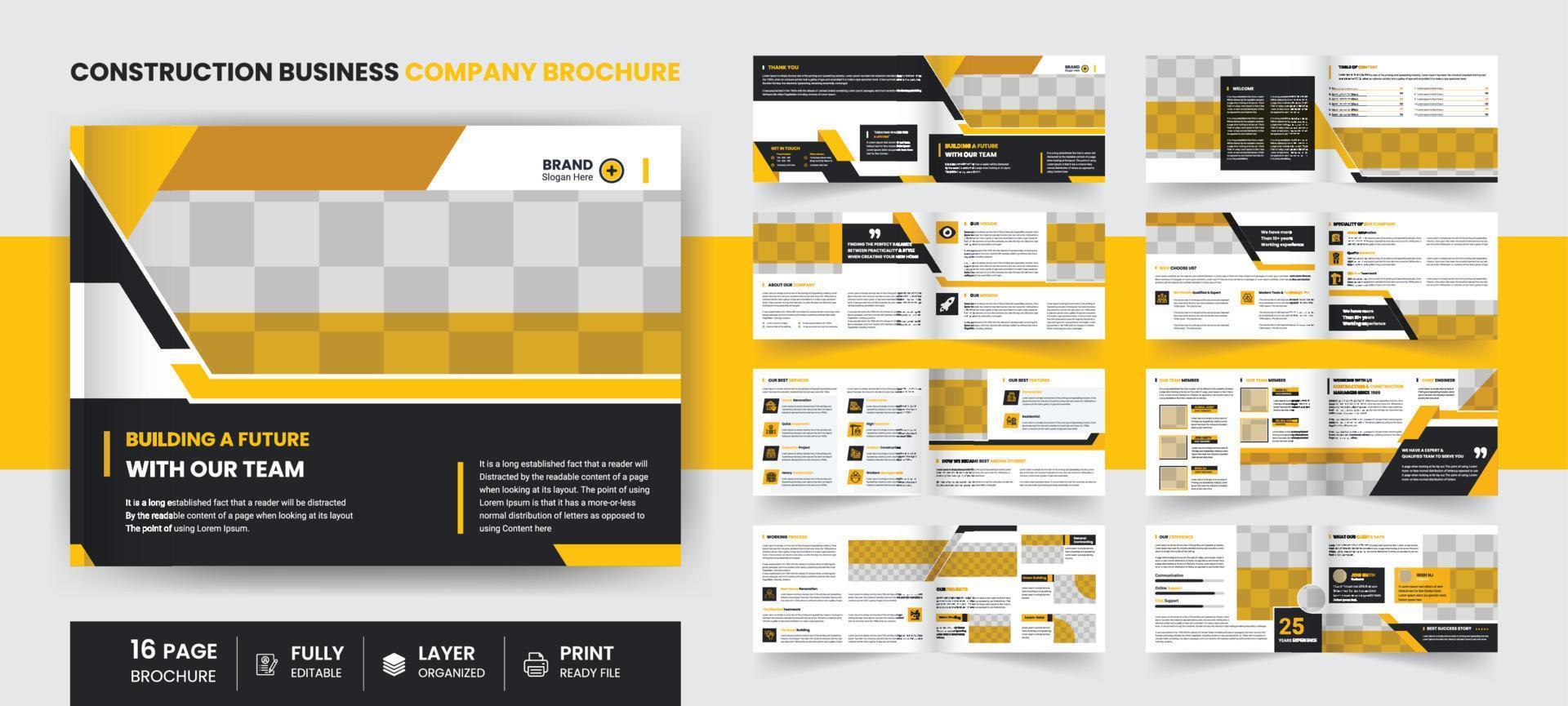 landschap bouw 16 bladzijde zakelijke Hoes ontwerp, jaar- rapport, bedrijf a4 brochure sjabloon vector