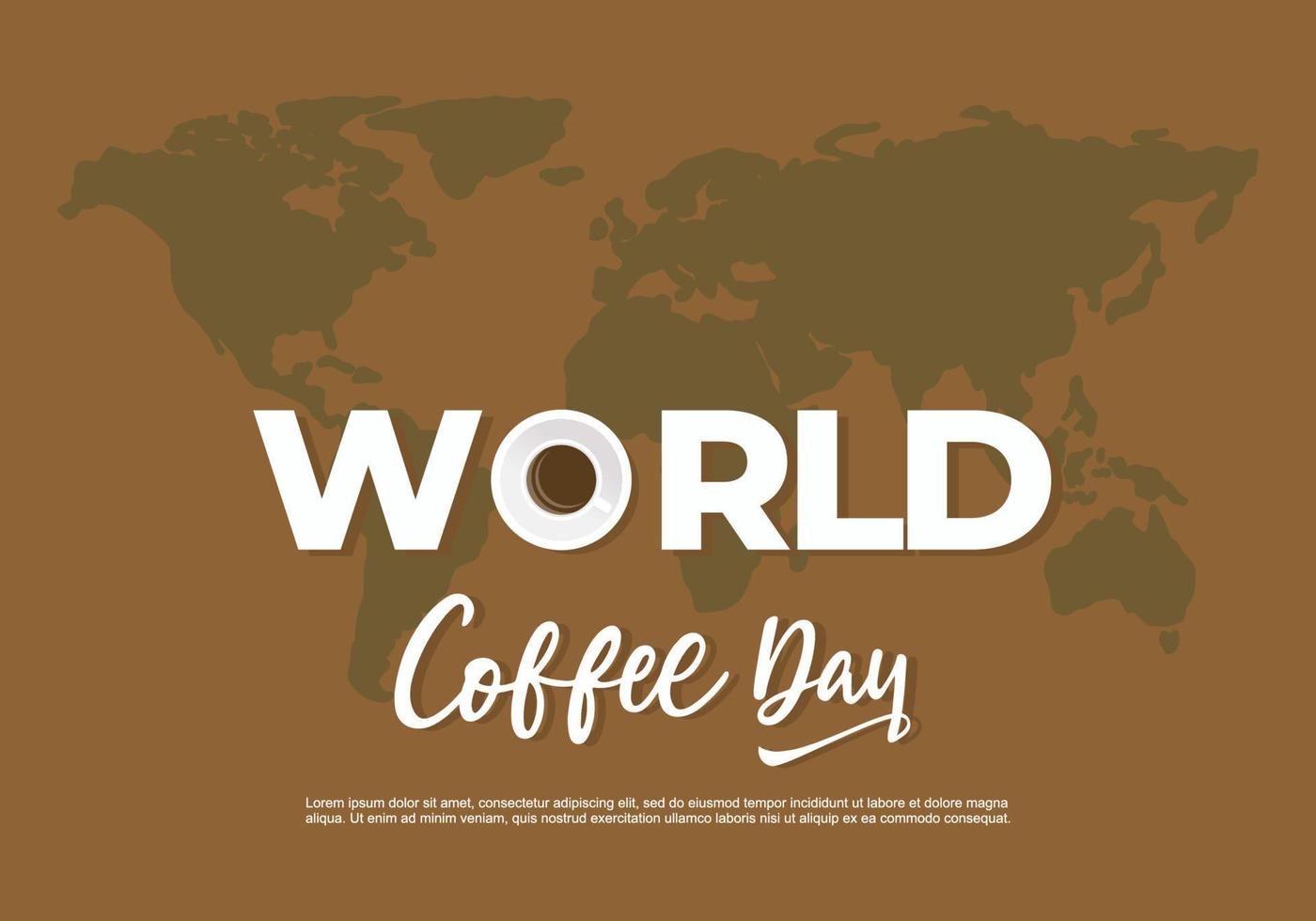 Internationale koffie dag achtergrond banier poster met wereld kaart vector