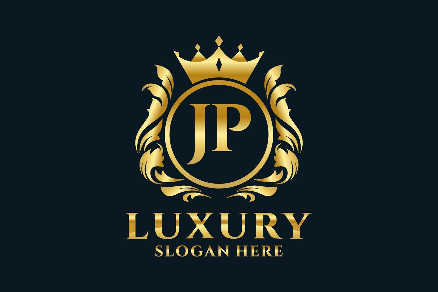 eerste jp brief Koninklijk luxe logo sjabloon in vector kunst voor luxueus branding projecten en andere vector illustratie.