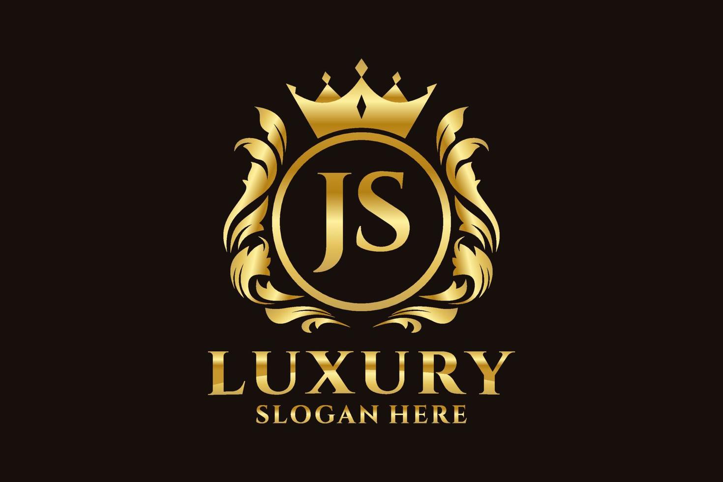 eerste js brief Koninklijk luxe logo sjabloon in vector kunst voor luxueus branding projecten en andere vector illustratie.