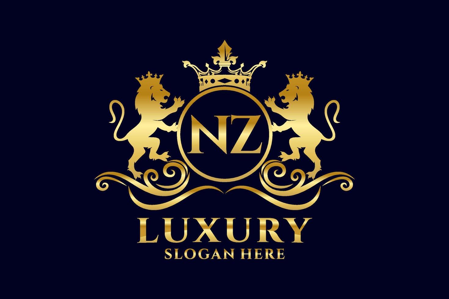 eerste nz brief leeuw Koninklijk luxe logo sjabloon in vector kunst voor luxueus branding projecten en andere vector illustratie.