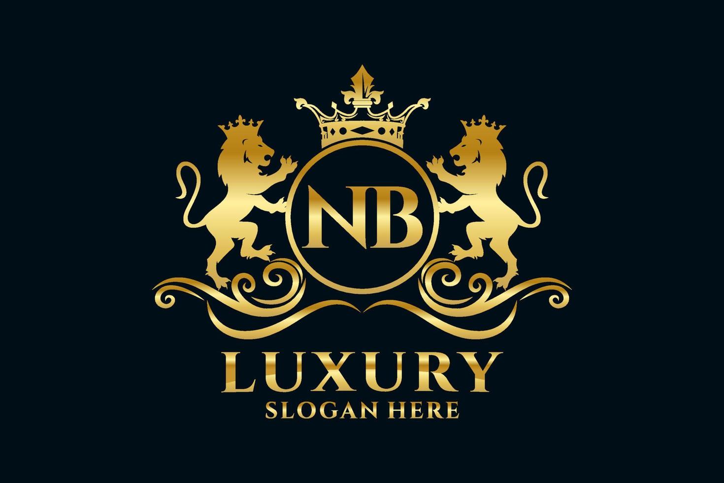 eerste nb brief leeuw Koninklijk luxe logo sjabloon in vector kunst voor luxueus branding projecten en andere vector illustratie.