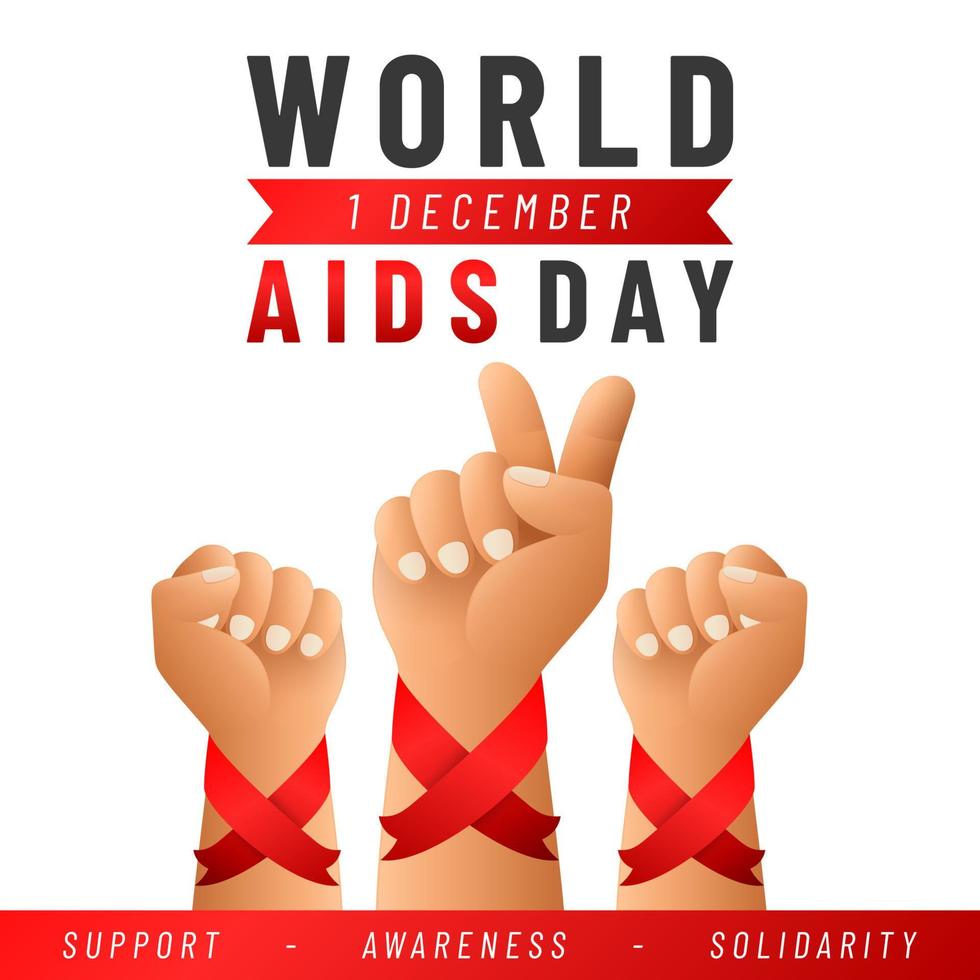 wereld AIDS dag poster. AIDS bewustzijn rood lintje. vector illustratie.