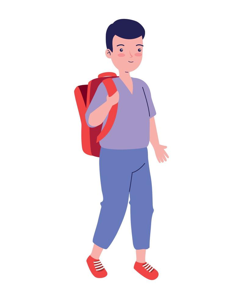 kleine jongen met schooltas vector