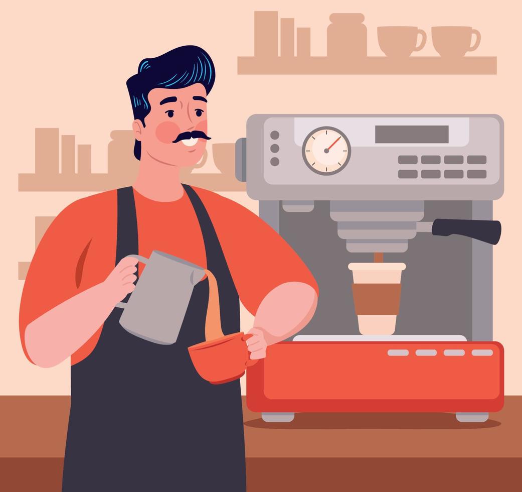 barista in coffeeshop vector