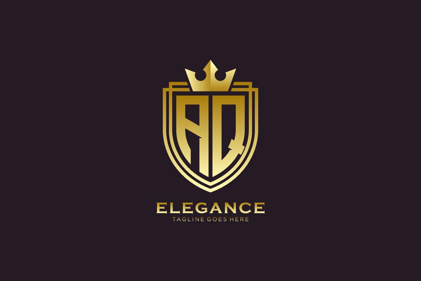 eerste aq elegant luxe monogram logo of insigne sjabloon met scrollt en Koninklijk kroon - perfect voor luxueus branding projecten vector