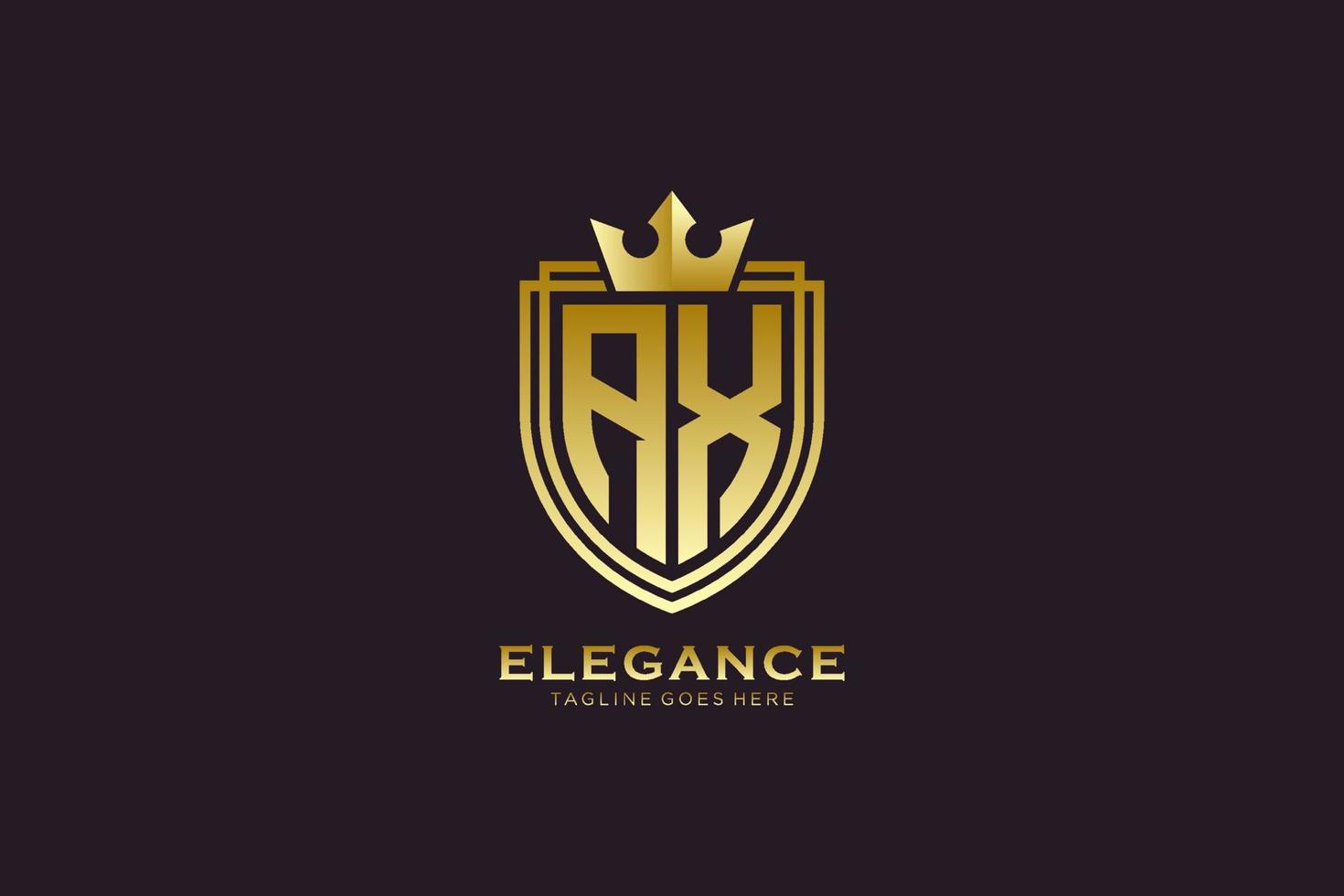 eerste bijl elegant luxe monogram logo of insigne sjabloon met scrollt en Koninklijk kroon - perfect voor luxueus branding projecten vector