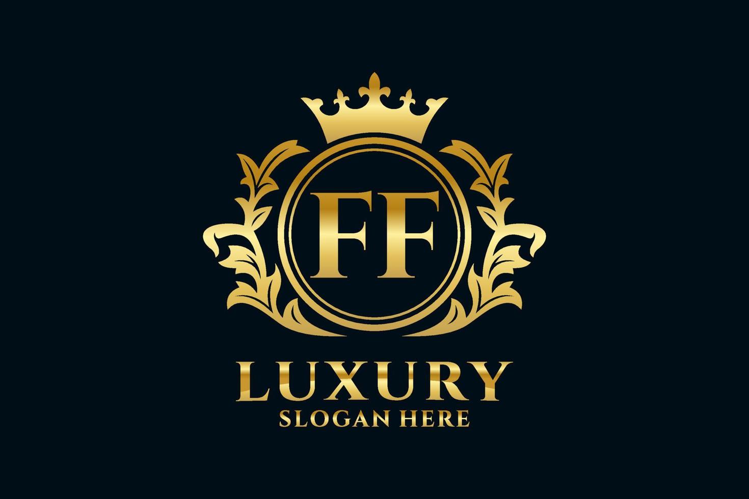 eerste ff brief Koninklijk luxe logo sjabloon in vector kunst voor luxueus branding projecten en andere vector illustratie.