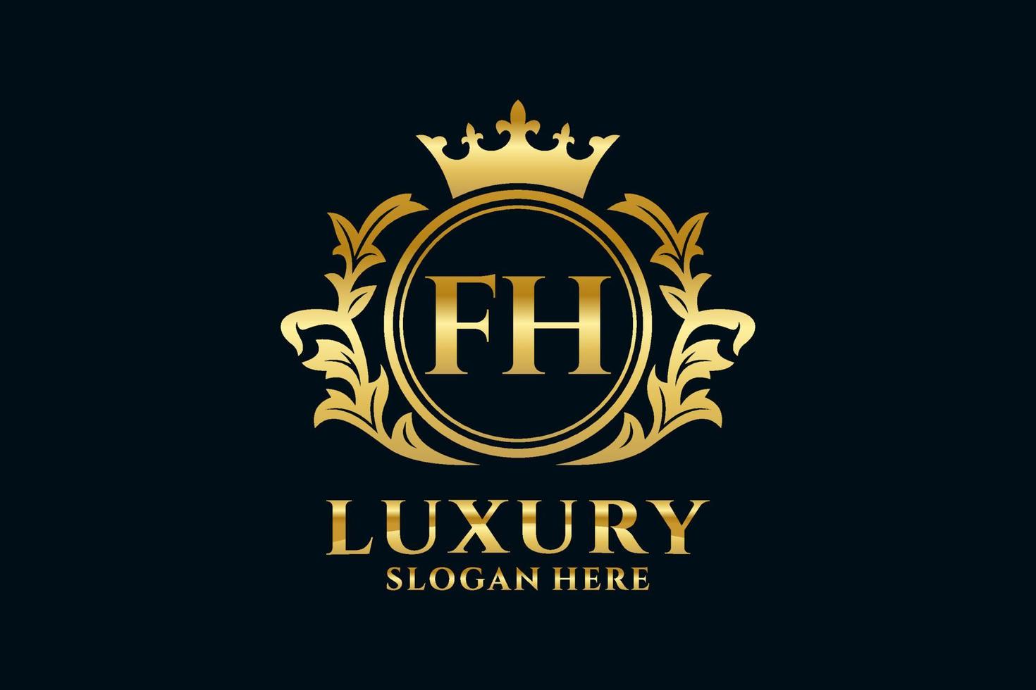 eerste fh brief Koninklijk luxe logo sjabloon in vector kunst voor luxueus branding projecten en andere vector illustratie.