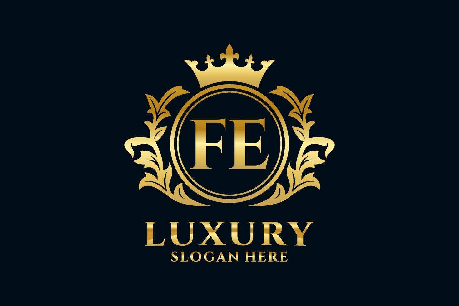 eerste fe brief Koninklijk luxe logo sjabloon in vector kunst voor luxueus branding projecten en andere vector illustratie.