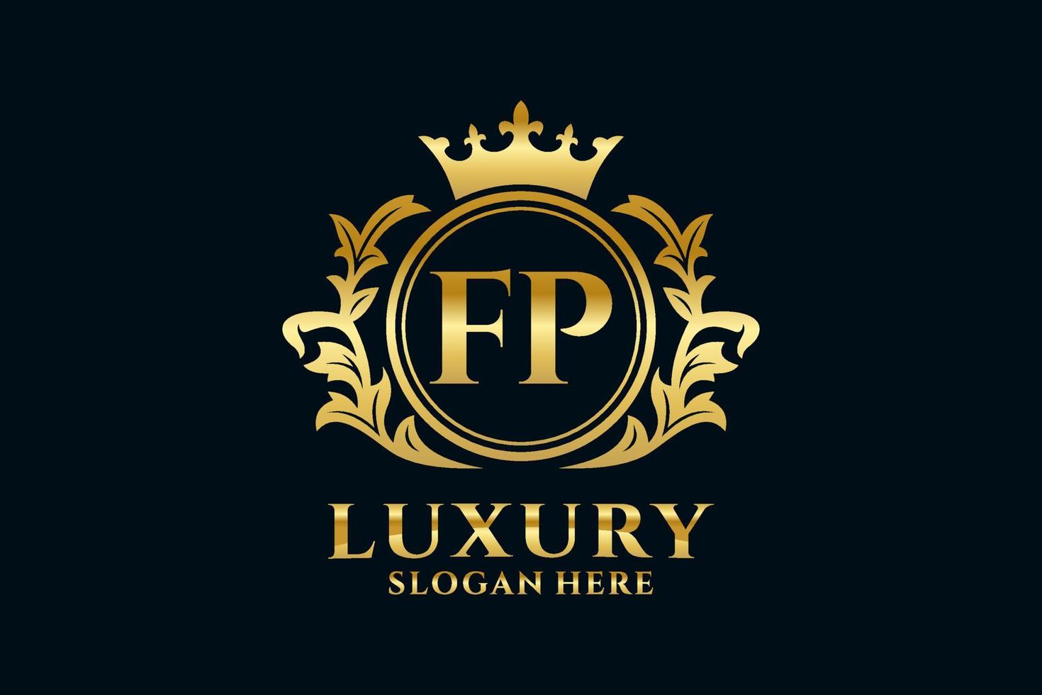 eerste fp brief Koninklijk luxe logo sjabloon in vector kunst voor luxueus branding projecten en andere vector illustratie.