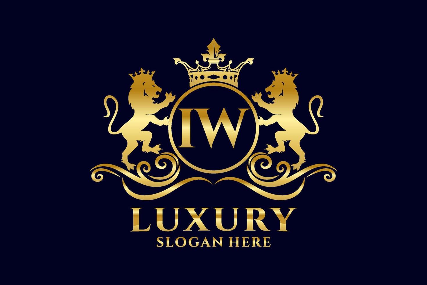 eerste iw brief leeuw Koninklijk luxe logo sjabloon in vector kunst voor luxueus branding projecten en andere vector illustratie.