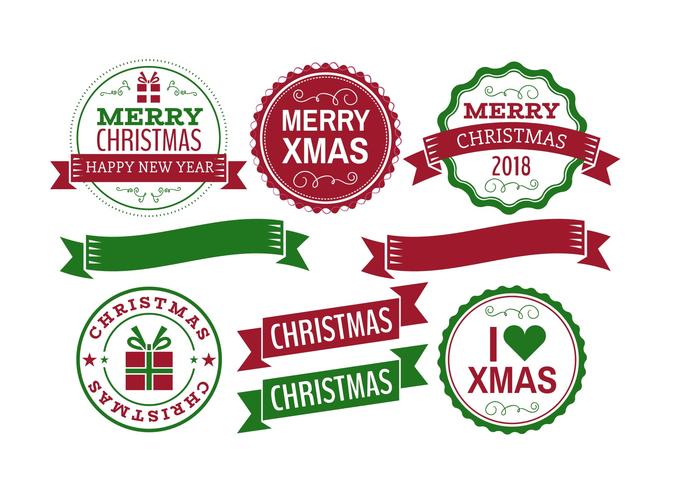 Kerstmis Vector Badges En Etiketten