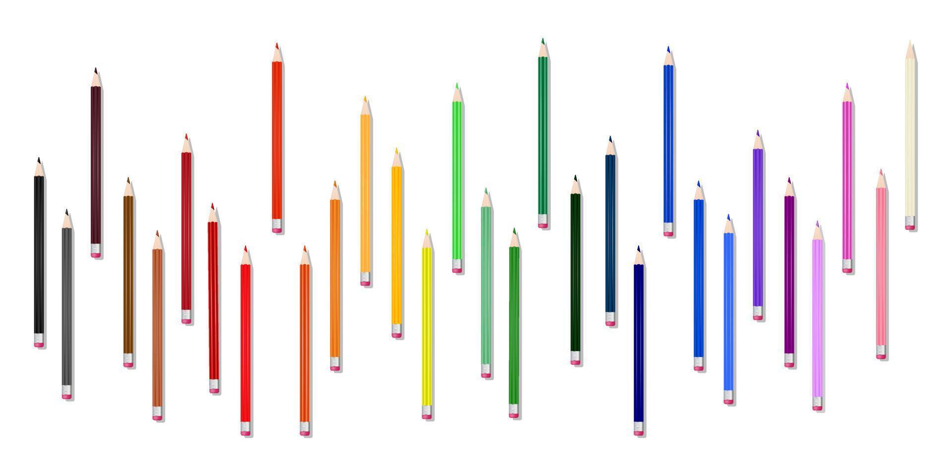 reeks van potloden, achtergrond met kleurrijk potloden vector