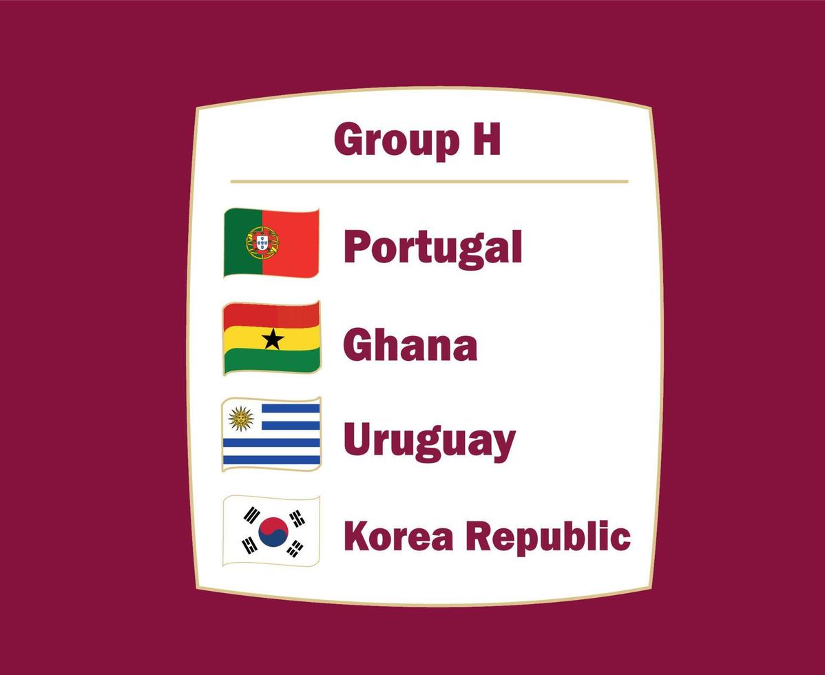 Portugal zuiden Korea Uruguay en Ghana vlag lint landen groep h symbool ontwerp Amerikaans voetbal laatste vector Amerikaans voetbal teams illustratie