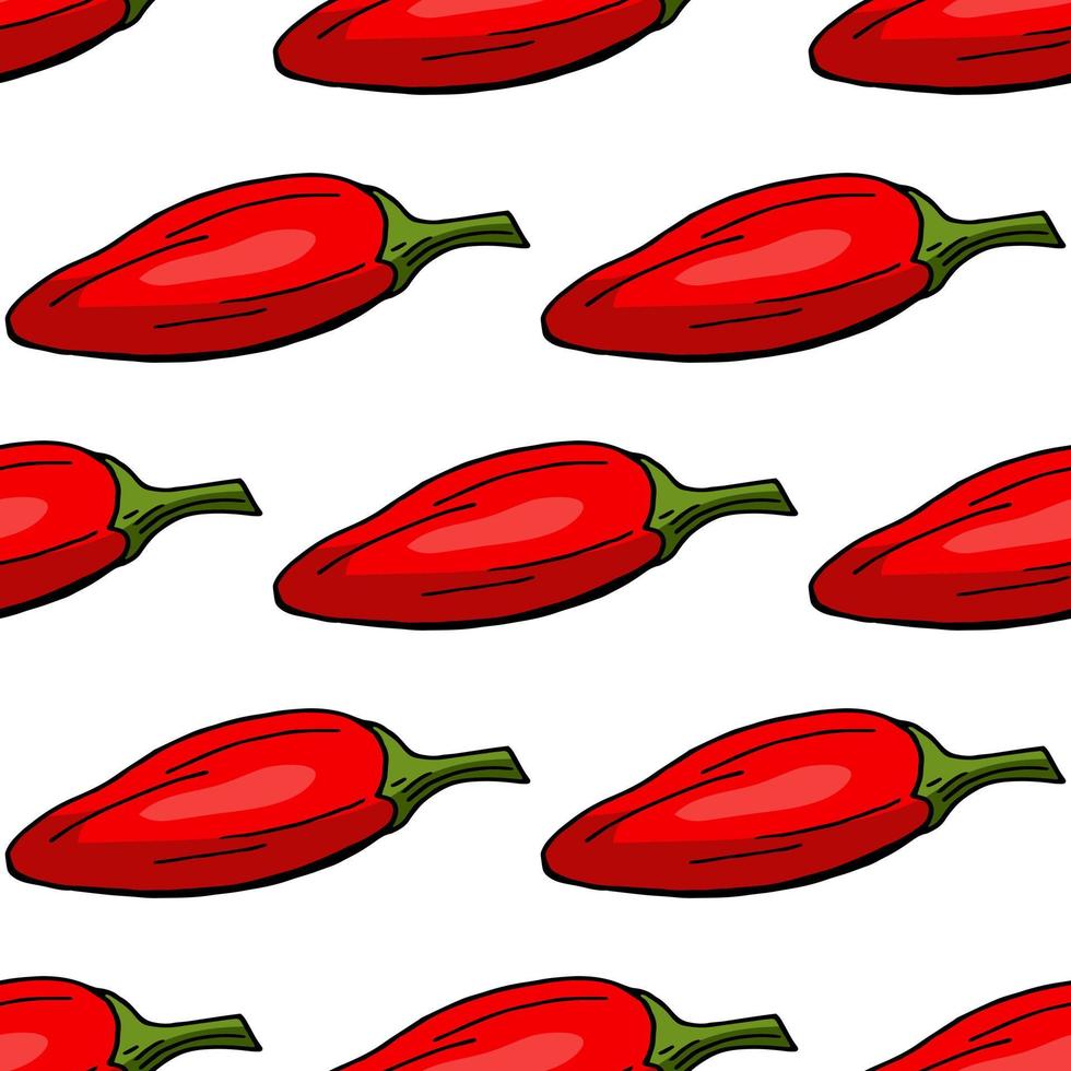 naadloos patroon met knus rood paprika's Aan wit achtergrond. vector afbeelding.