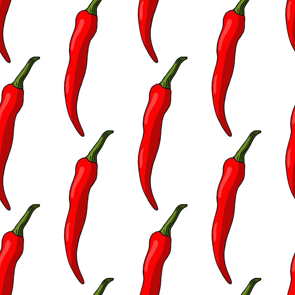 naadloos patroon met Super goed rood heet Chili paprika's Aan wit achtergrond. vector afbeelding.