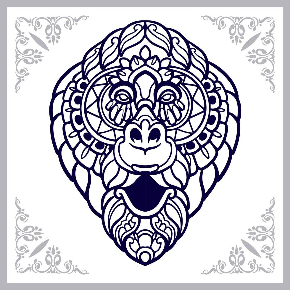 aap hoofd mandala kunsten geïsoleerd Aan wit achtergrond vector
