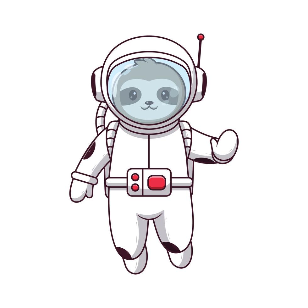 schattig luiaard astronaut golvend handen. dier icoon concept. vlak tekenfilm stijl. geschikt voor web landen bladzijde, banier, folder, sticker, kaart vector