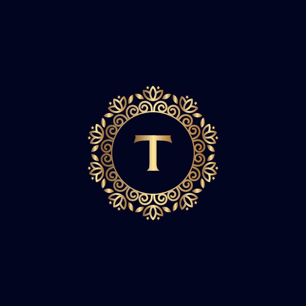 goud Koninklijk logo schoonheid luxe brief t vector