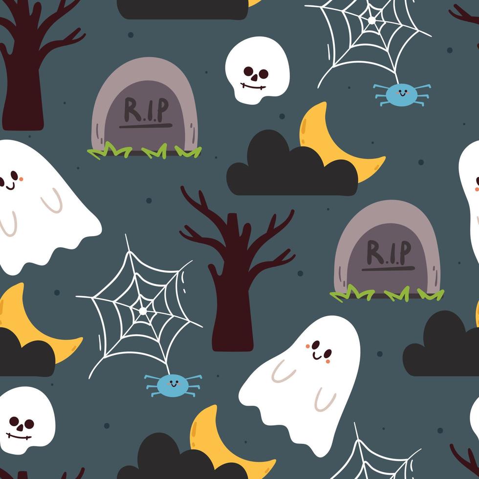 naadloos patroon tekenfilm halloween. schattig behang voor kinderen, geschenk inpakken papier vector