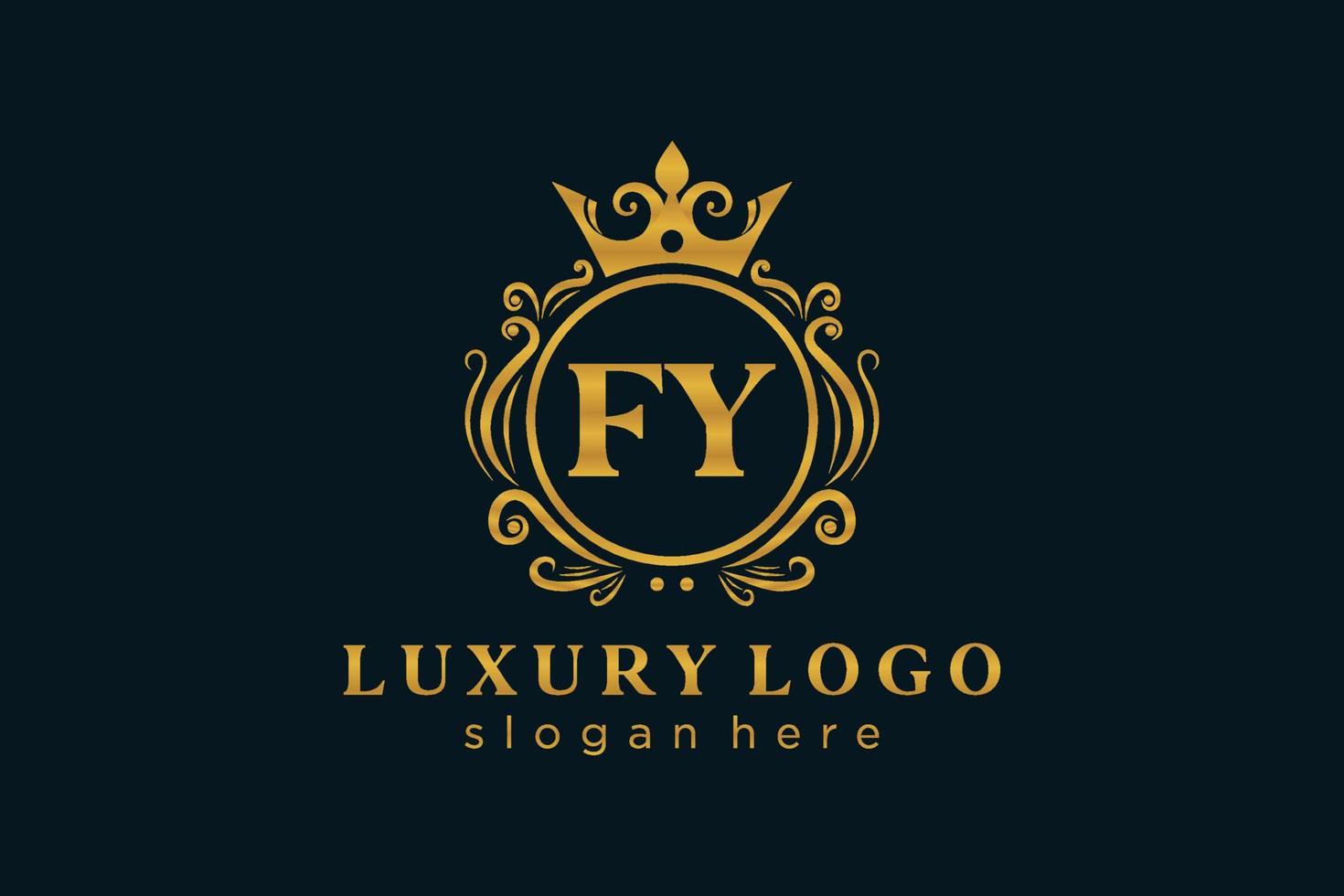 eerste fy brief Koninklijk luxe logo sjabloon in vector kunst voor restaurant, royalty, boetiek, cafe, hotel, heraldisch, sieraden, mode en andere vector illustratie.