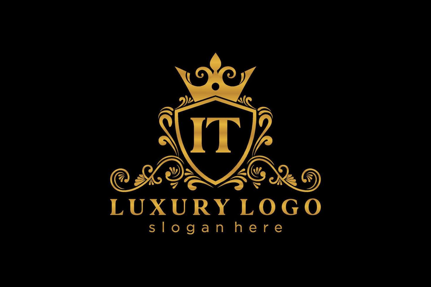 eerste het brief Koninklijk luxe logo sjabloon in vector kunst voor restaurant, royalty, boetiek, cafe, hotel, heraldisch, sieraden, mode en andere vector illustratie.