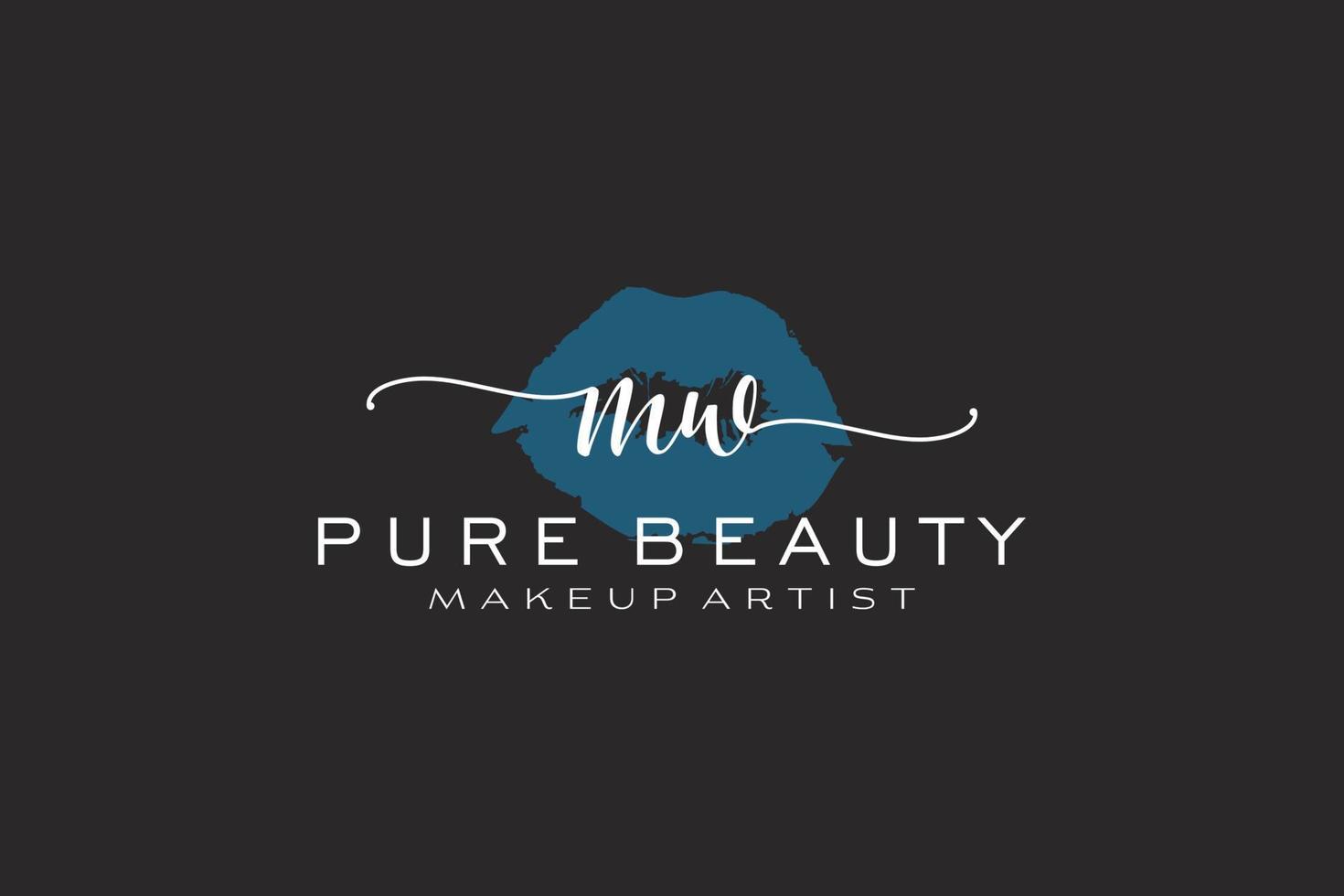 eerste mw waterverf lippen premade logo ontwerp, logo voor bedenken artiest bedrijf branding, blozen schoonheid winkel logo ontwerp, schoonschrift logo met creatief sjabloon. vector