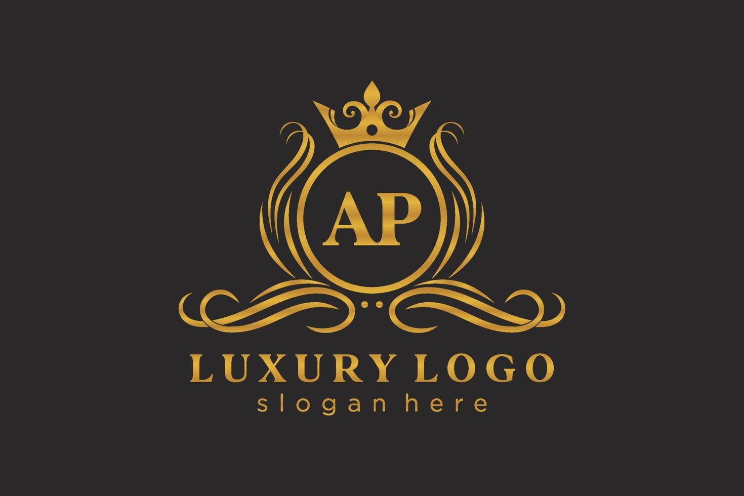 eerste ap brief Koninklijk luxe logo sjabloon in vector kunst voor restaurant, royalty, boetiek, cafe, hotel, heraldisch, sieraden, mode en andere vector illustratie.