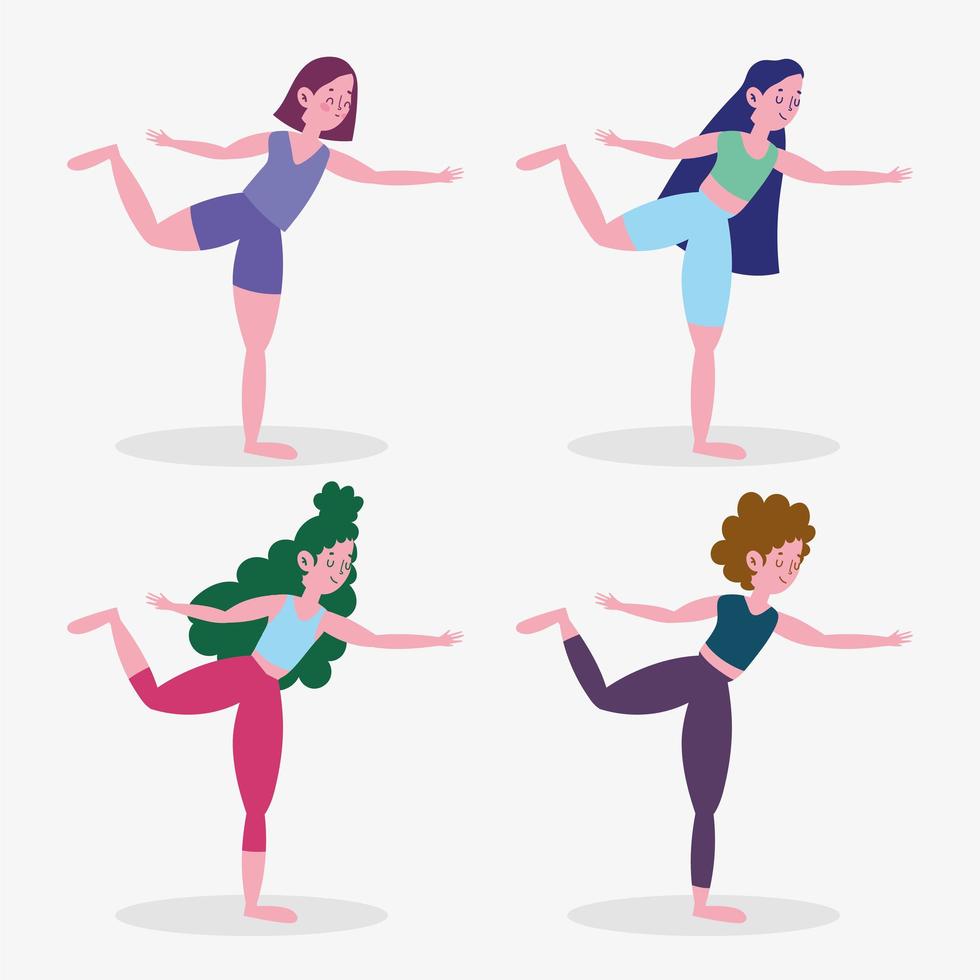 verzameling vrouwen die yoga beoefenen vector