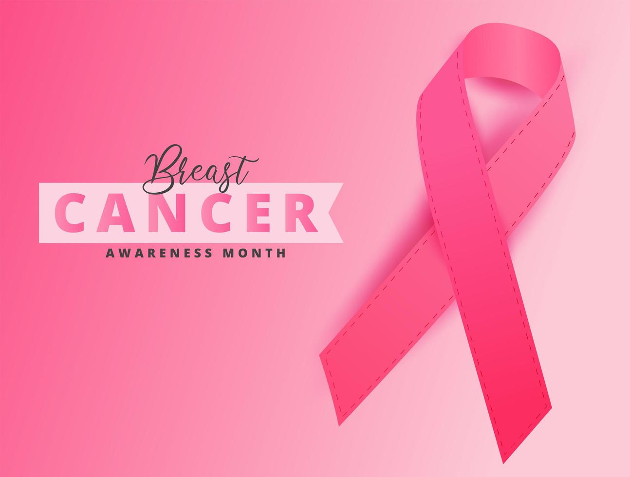 de tekst van de de voorlichtingsmaand van borstkanker met roze lint vector