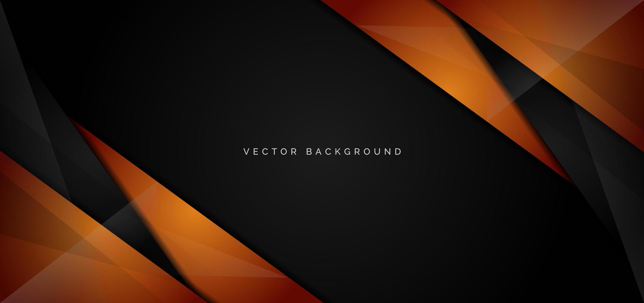 banner van oranje, zwarte glanzende hoeken op zwart vector