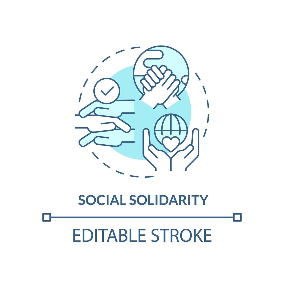 sociaal solidariteit turkoois concept icoon. samenhang, medewerking. voordeel abstract idee dun lijn illustratie. geïsoleerd schets tekening. bewerkbare hartinfarct. vector
