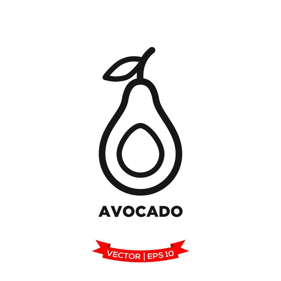 avocado illustratie icoon vector logo sjabloon in treny vlak ontwerp