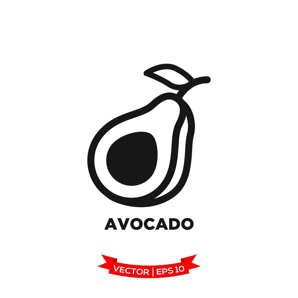 avocado illustratie icoon vector logo sjabloon in treny vlak ontwerp