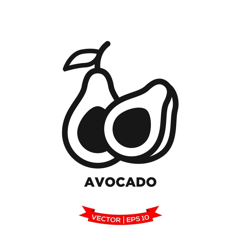 avocado illustratie icoon vector logo sjabloon in treny vlak ontwerp