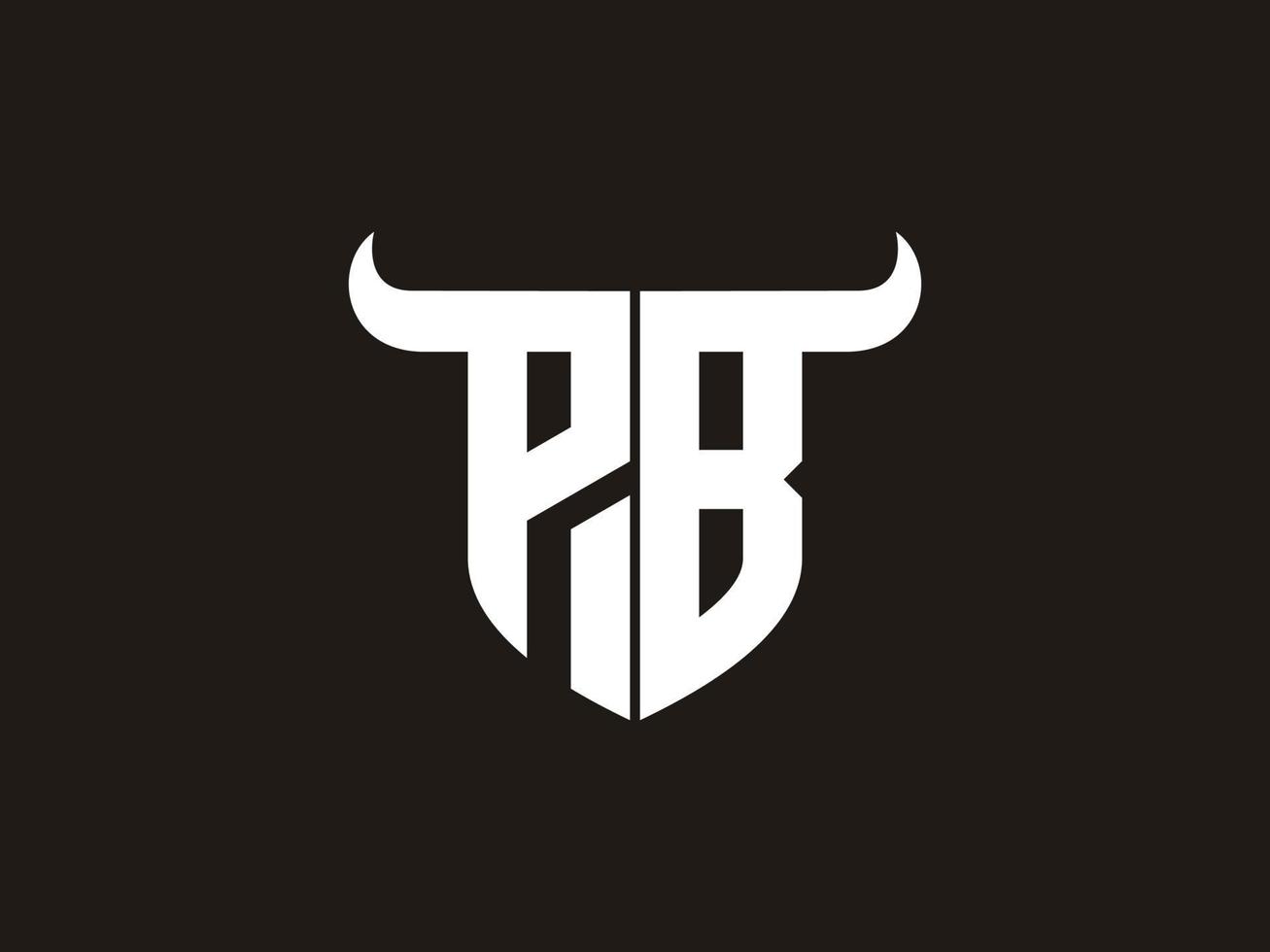 eerste pb stier logo ontwerp. vector