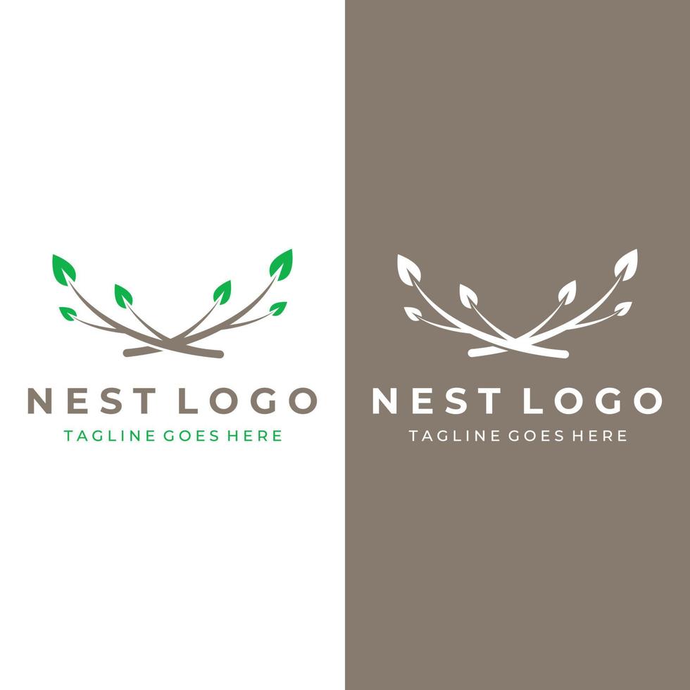 vogel nest hipster logo creatief ontwerp vector illustratie sjabloon.