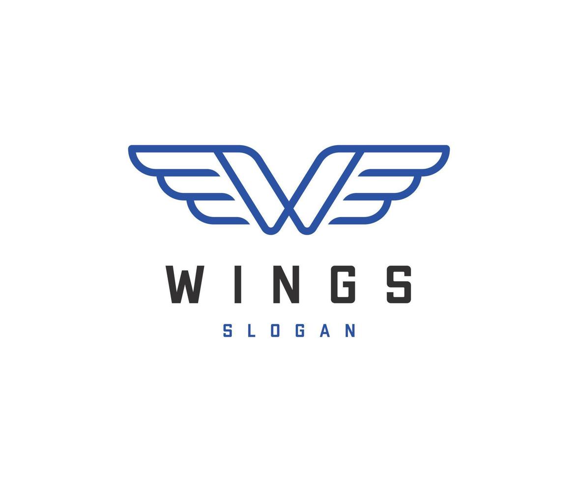 Vleugels w brief logo vector