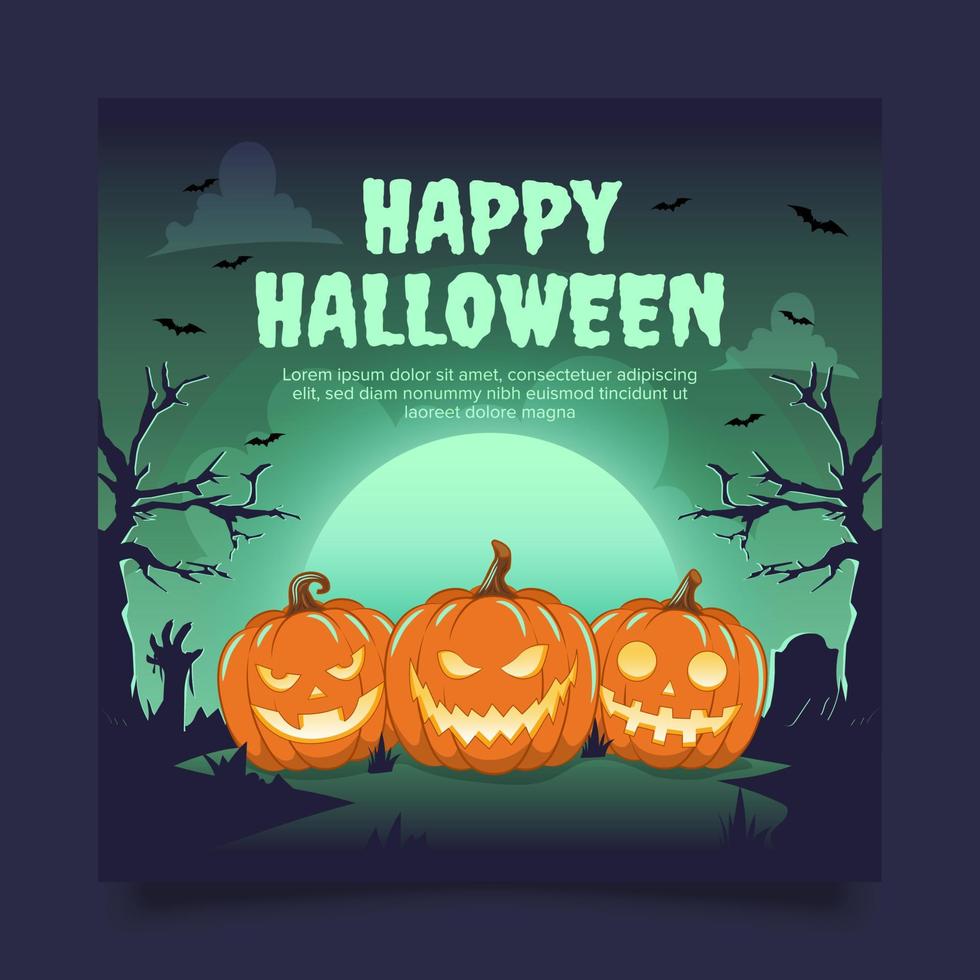 halloween banier sjabloon, eng nacht achtergrond vector