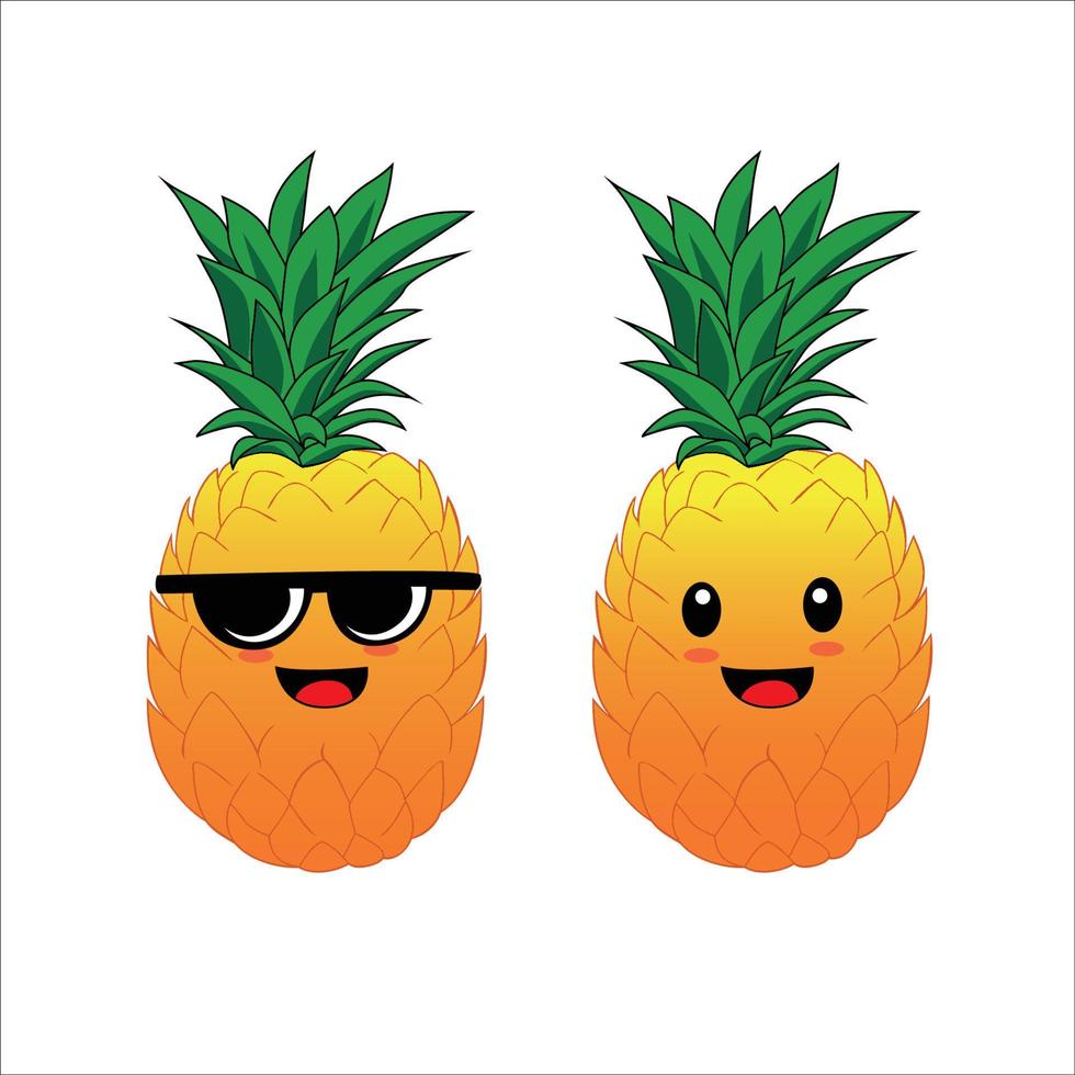 schattig ananas karakter ontwerp. tropisch fruit tekenfilm vector illustratie.