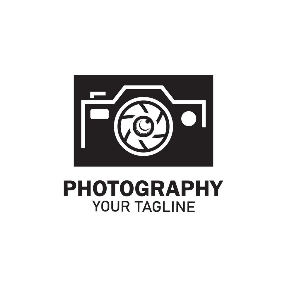 fotografie camera logo pictogram vector ontwerpsjabloon geïsoleerd op zwarte achtergrond