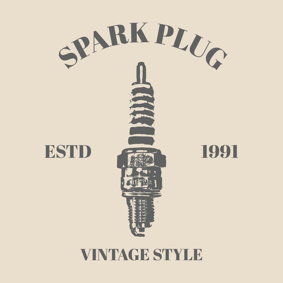 logo vonk plug illustratie wijnoogst retro stijl geïsoleerd Aan room achtergrond. ontwerp element voor logo, label, embleem, teken, poster. vector illustratie sjabloon ontwerp