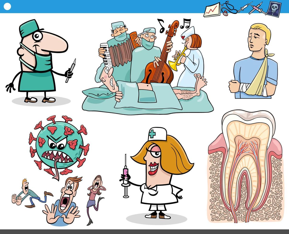 tekenfilm Gezondheid en medisch topics en tekens reeks vector