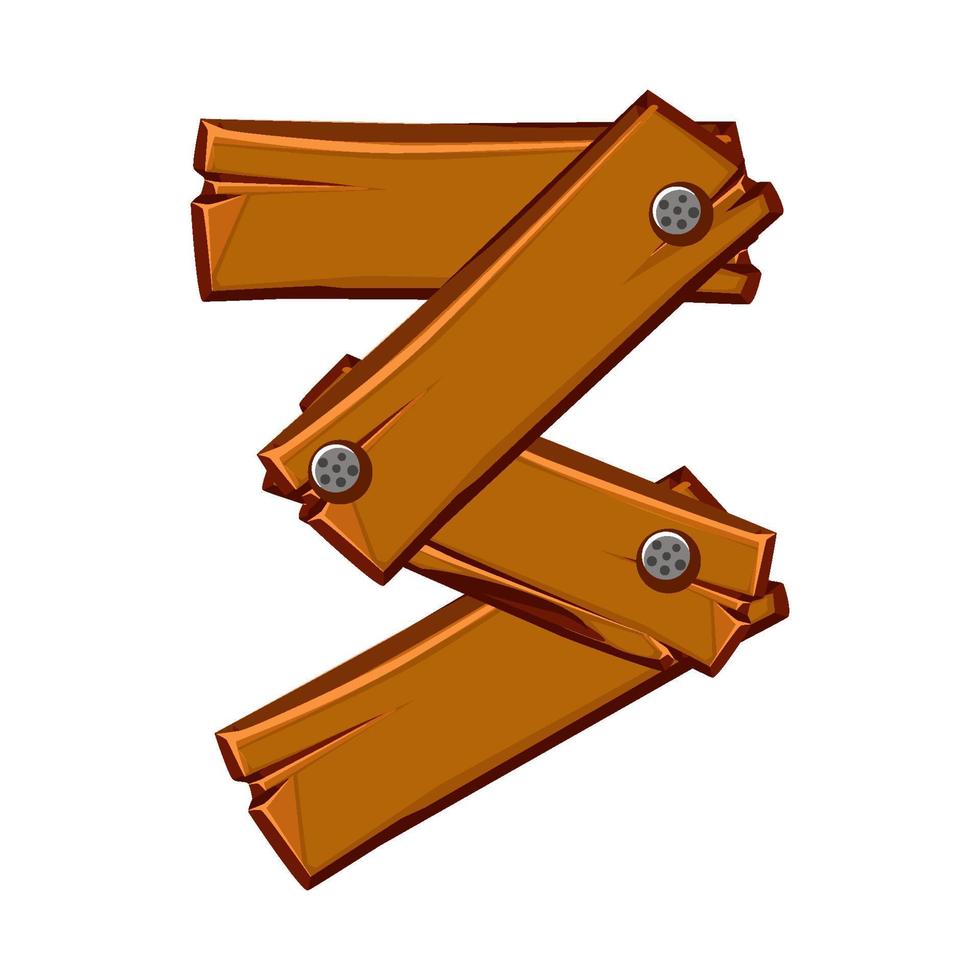 houten aantal 3. tekenfilm houten plank in drie cijfer. vector