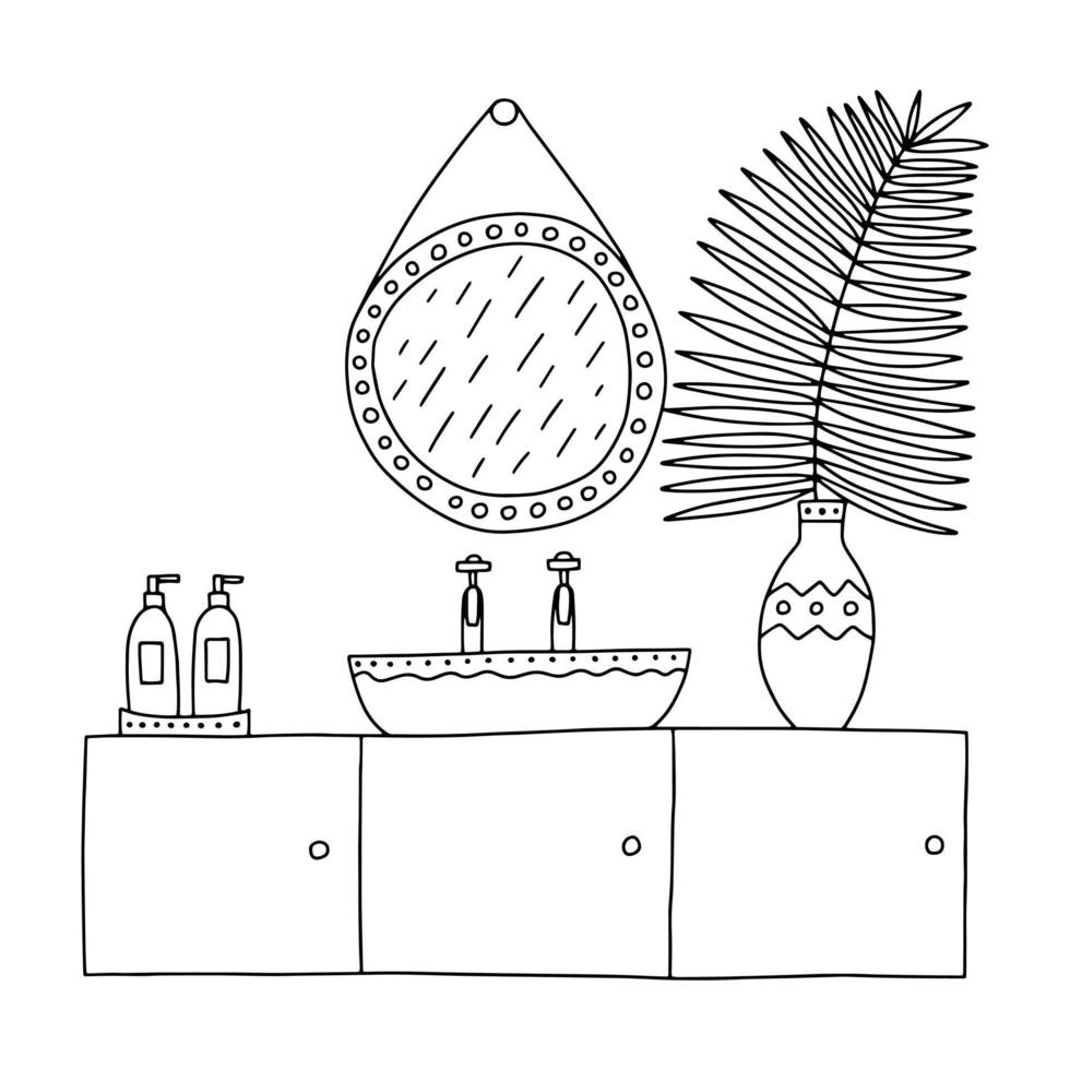 schattig zinken en spiegel interieur illustratie vector