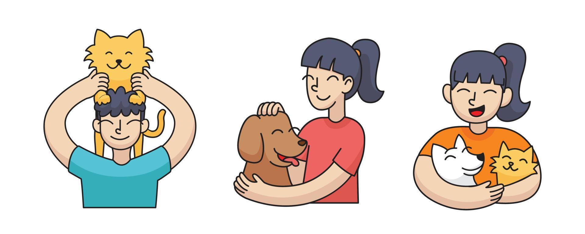 grappig modern huisdier geliefden illustratie reeks vector